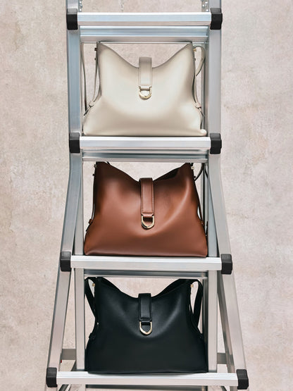 CHARLES & KEITH Classic | Gabine Leather Belted Hobo Bag - Eggshell Cream
