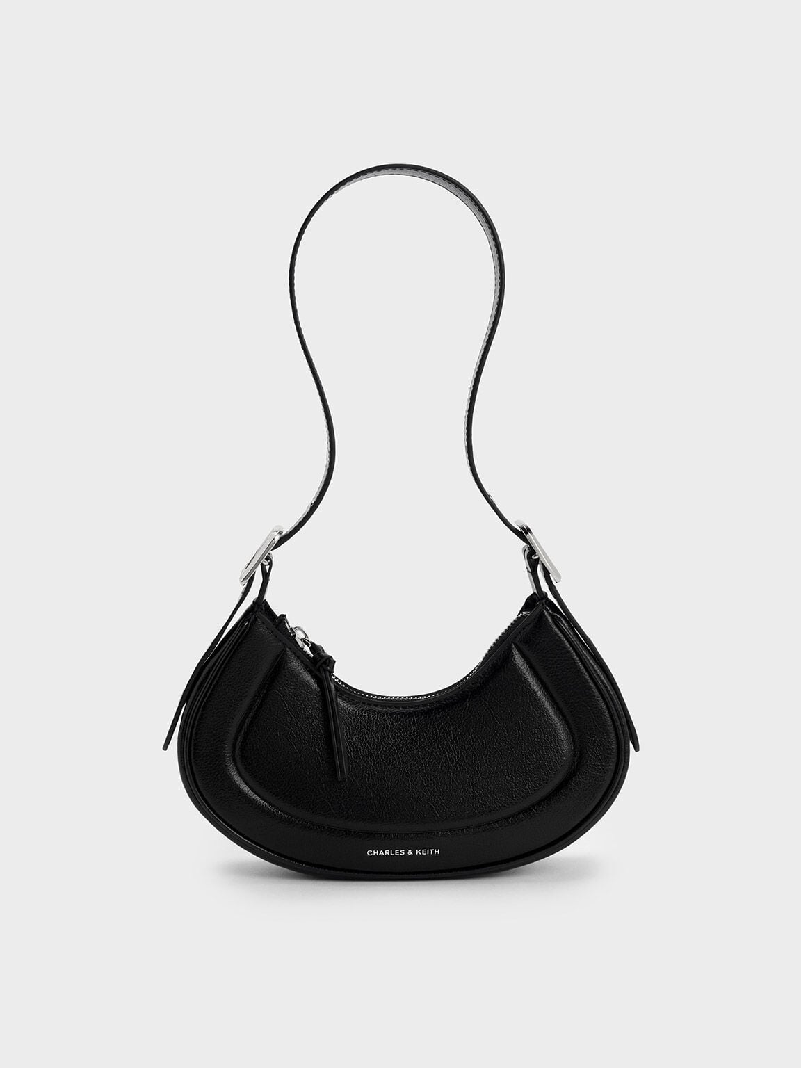 CHARLES & KEITH Best Seller | Petra Curved Shoulder Bag - Noir