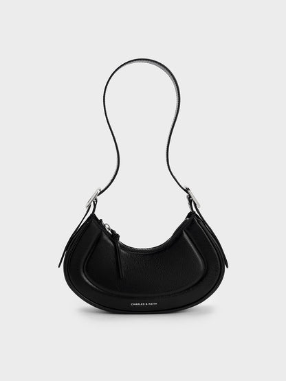 CHARLES & KEITH Best Seller | Petra Curved Shoulder Bag - Noir