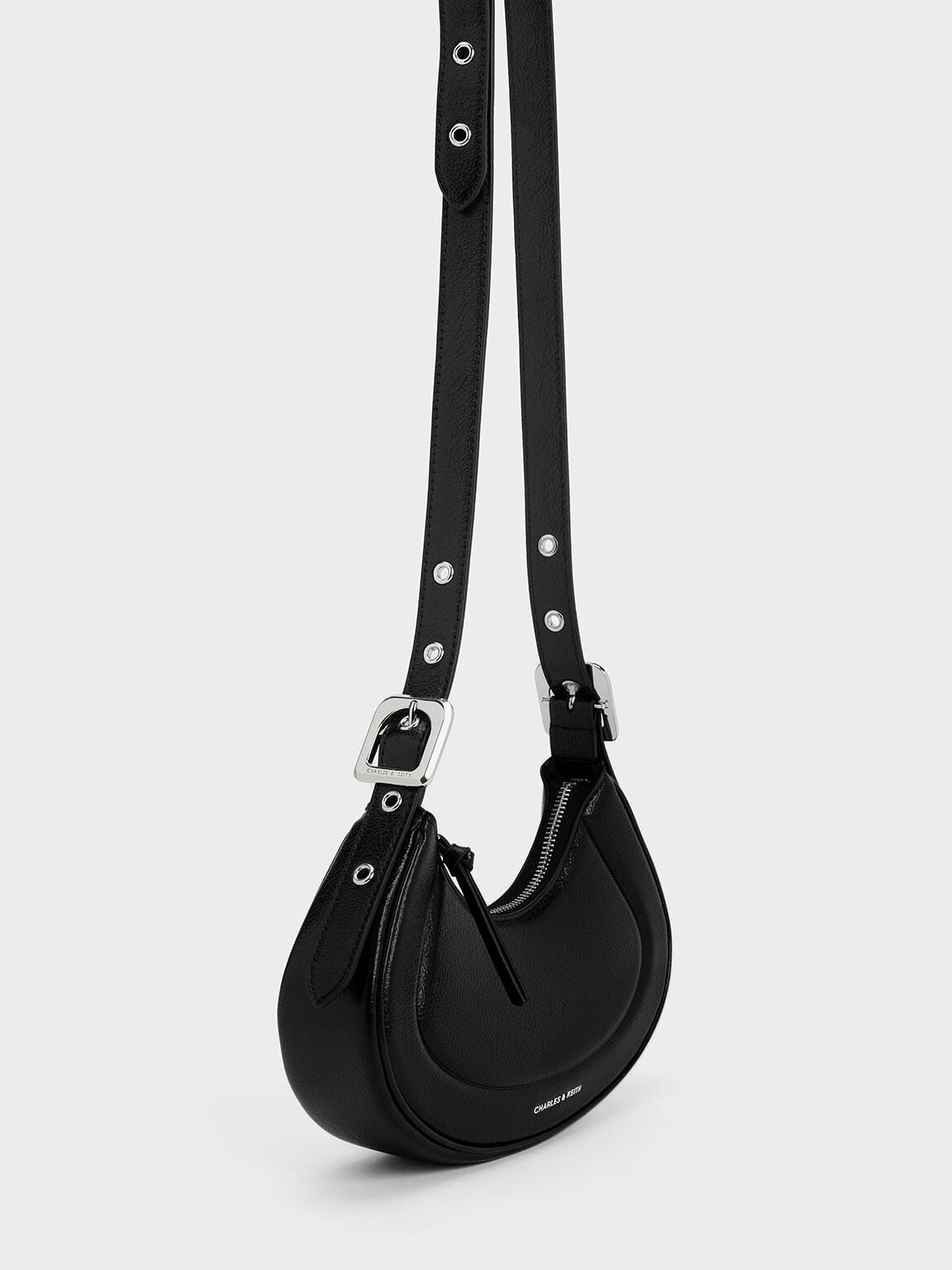CHARLES & KEITH Best Seller | Petra Curved Shoulder Bag - Noir