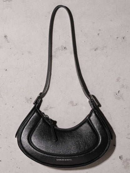 CHARLES & KEITH Best Seller | Petra Curved Shoulder Bag - Noir