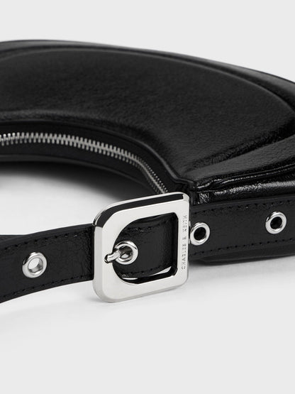 CHARLES & KEITH Best Seller | Petra Curved Shoulder Bag - Noir