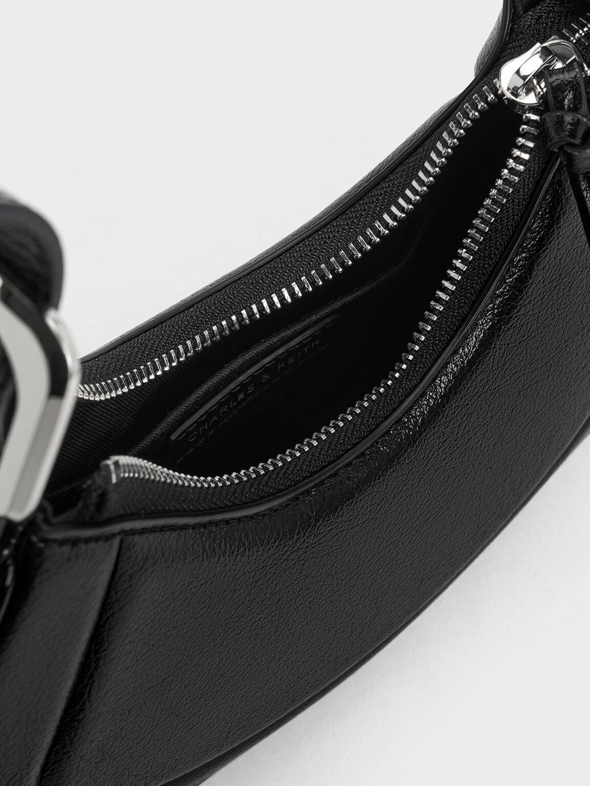 CHARLES & KEITH Best Seller | Petra Curved Shoulder Bag - Noir