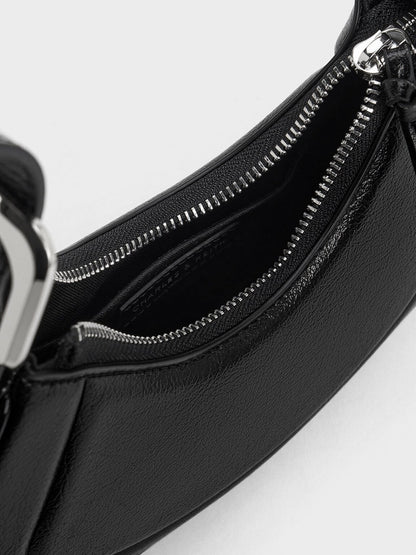 CHARLES & KEITH Best Seller | Petra Curved Shoulder Bag - Noir