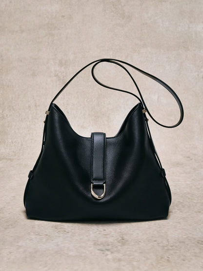 CHARLES & KEITH Recommended | Gabine Leather Belted Hobo Bag - Black