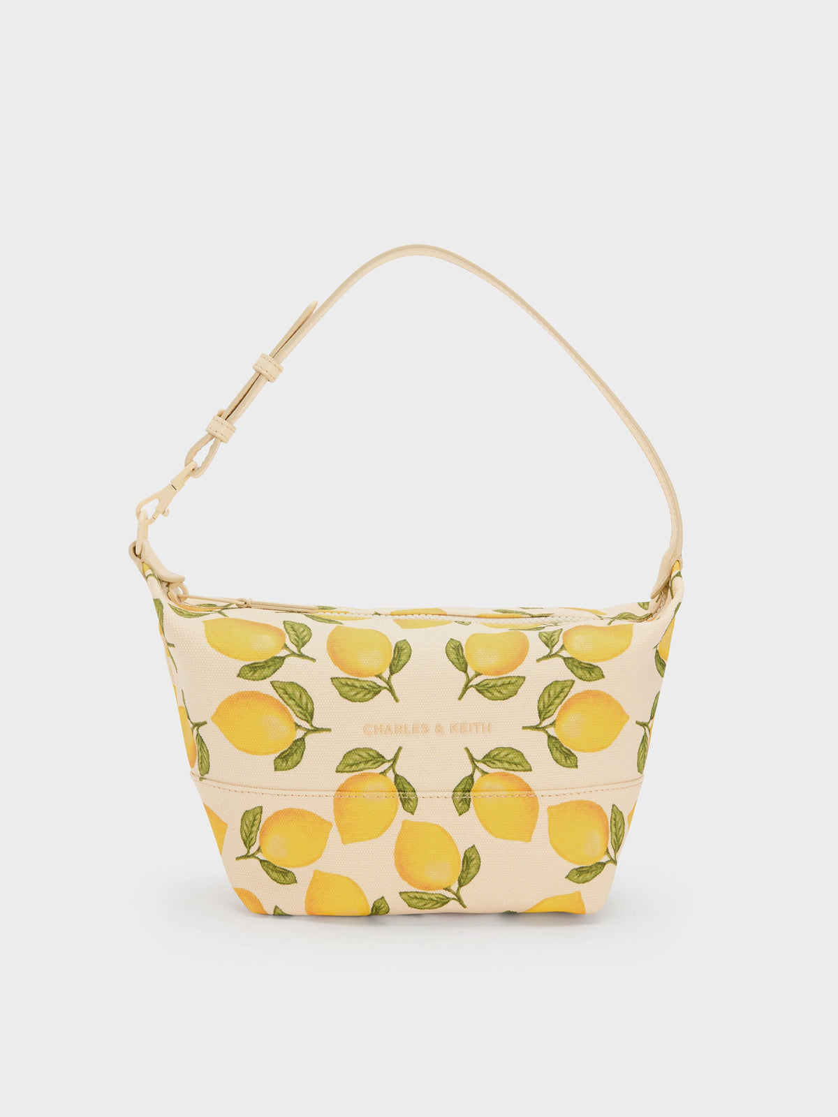 CHARLES & KEITH Classic | Amity Canvas Lemon-Print Hobo Bag - Butter Yellow