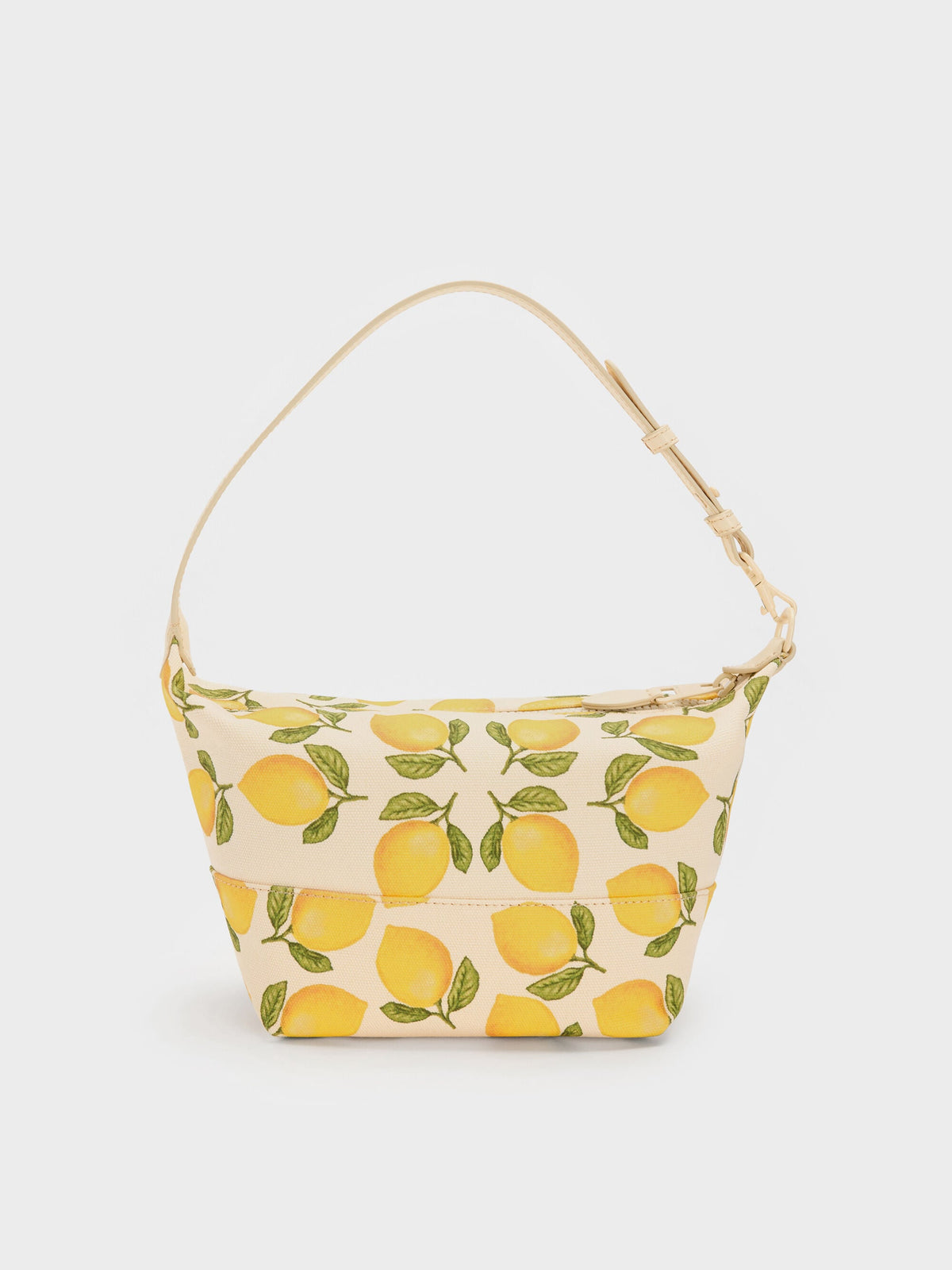 CHARLES & KEITH Classic | Amity Canvas Lemon-Print Hobo Bag - Butter Yellow