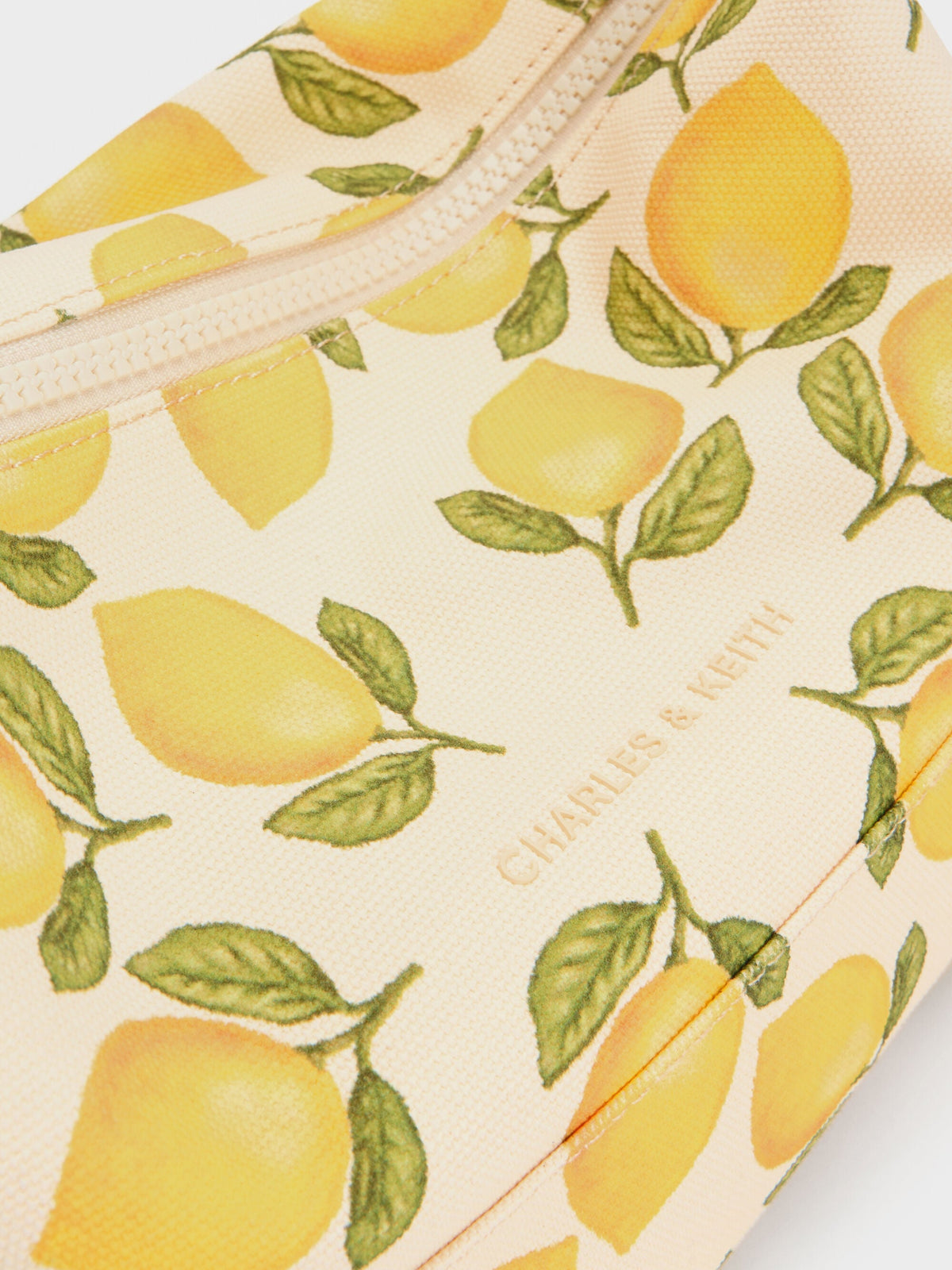 CHARLES & KEITH Classic | Amity Canvas Lemon-Print Hobo Bag - Butter Yellow