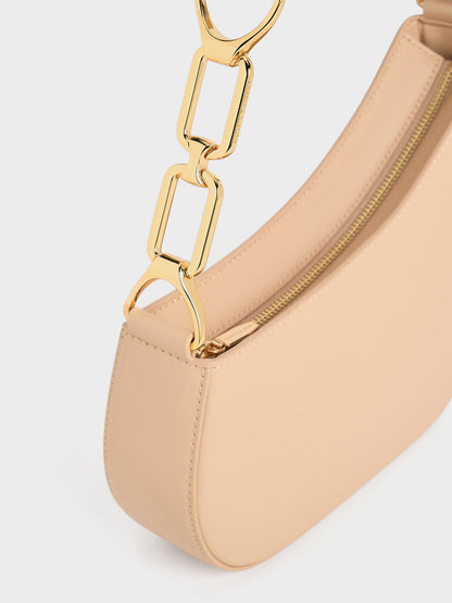 CHARLES & KEITH Customer Favorite | Agatha Chain-Strap Shoulder Bag - Beige