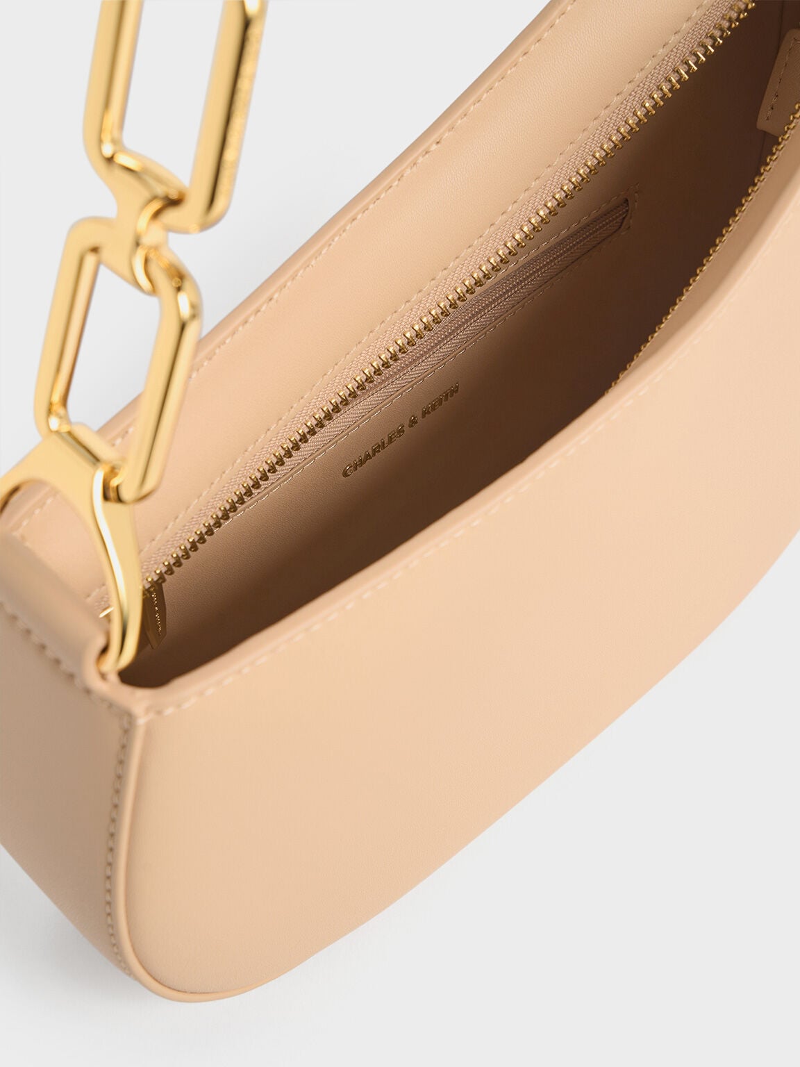 CHARLES & KEITH Customer Favorite | Agatha Chain-Strap Shoulder Bag - Beige
