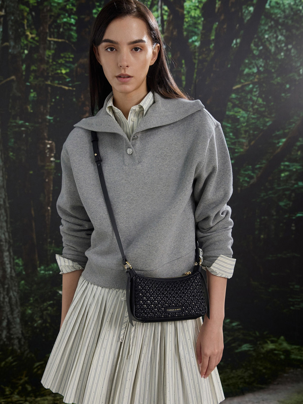 CHARLES & KEITH Great Value | Mini Calla Woven Shoulder Bag - Black