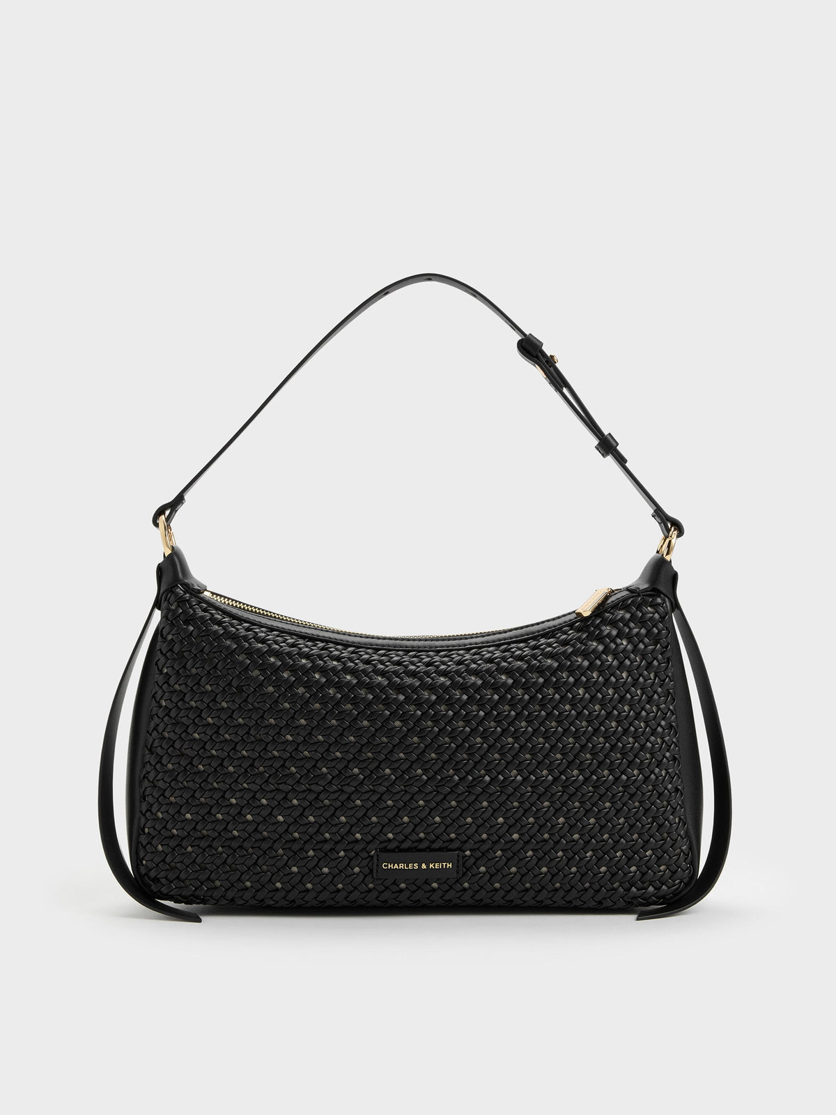 CHARLES & KEITH Essential | Calla Woven Shoulder Bag - Black