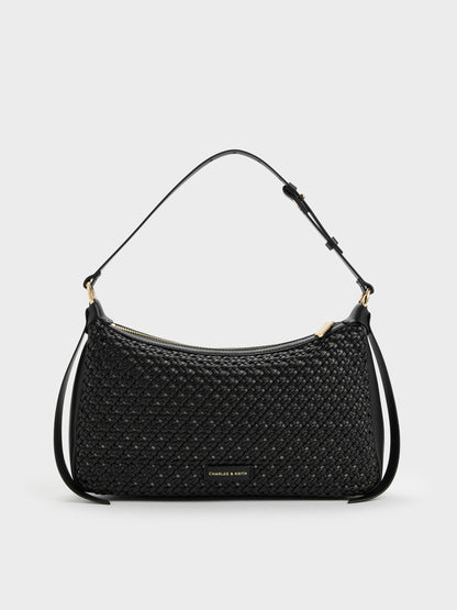 CHARLES & KEITH Essential | Calla Woven Shoulder Bag - Black