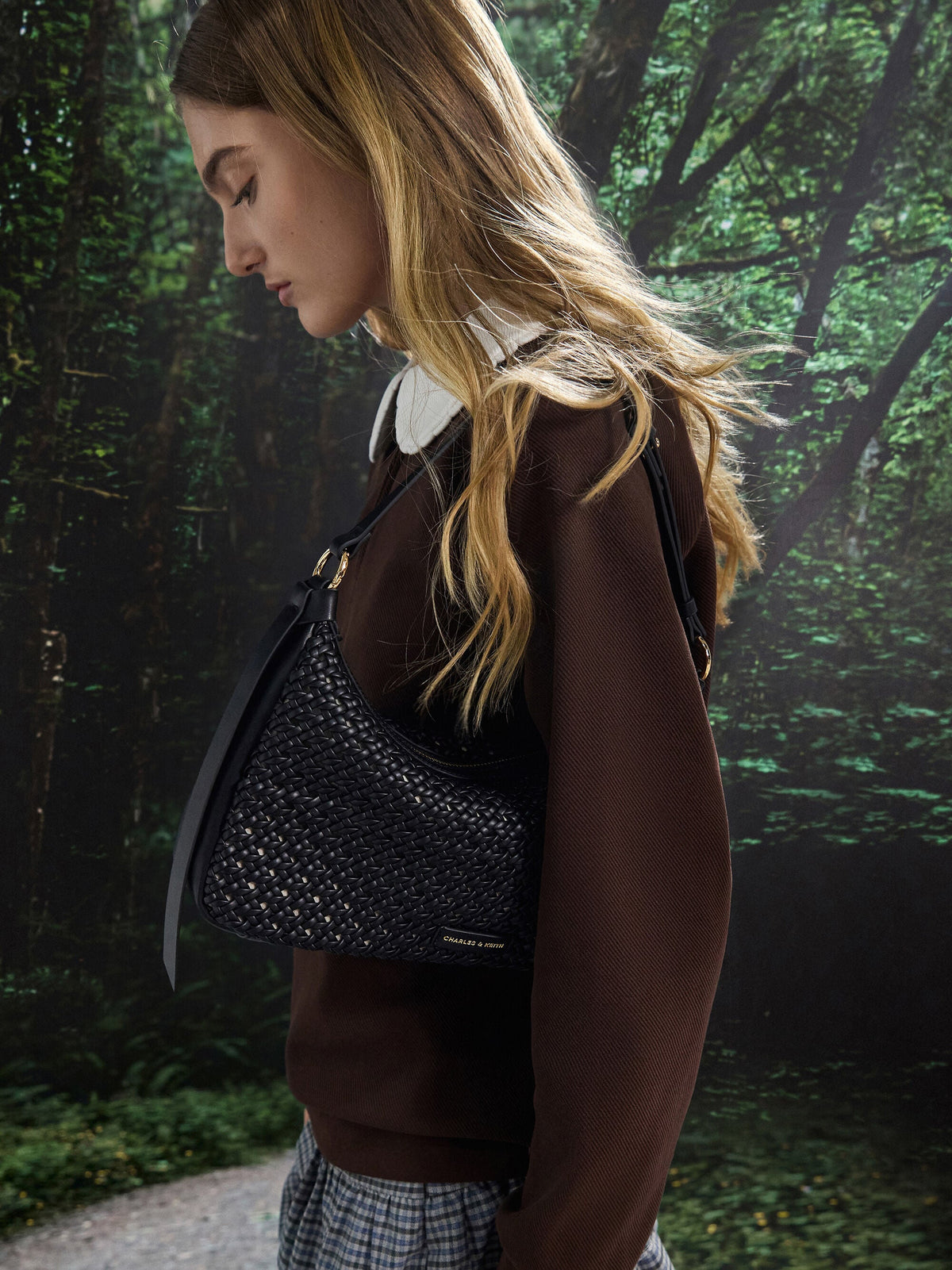CHARLES & KEITH Essential | Calla Woven Shoulder Bag - Black