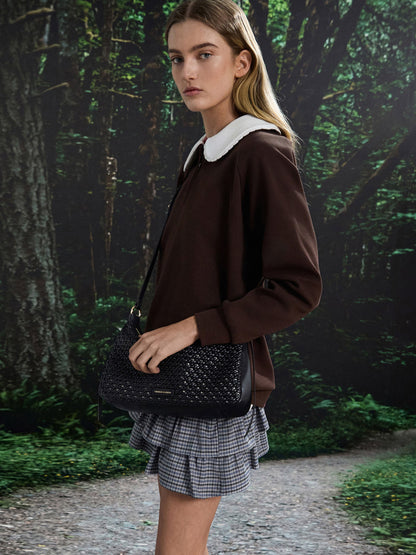 CHARLES & KEITH Essential | Calla Woven Shoulder Bag - Black