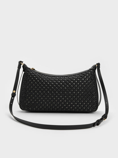 CHARLES & KEITH Essential | Calla Woven Shoulder Bag - Black