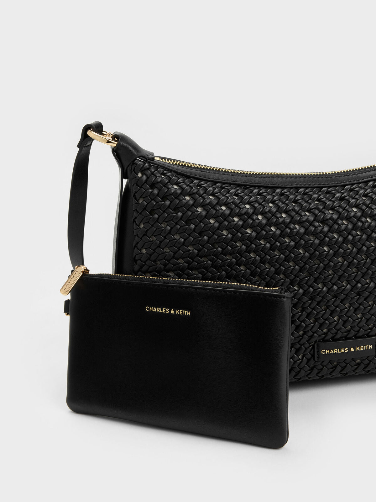 CHARLES & KEITH Essential | Calla Woven Shoulder Bag - Black