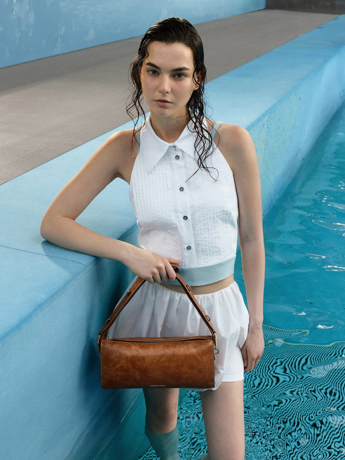 CHARLES & KEITH Sale | Delfina Elongated Shoulder Bag - Distressed Tan