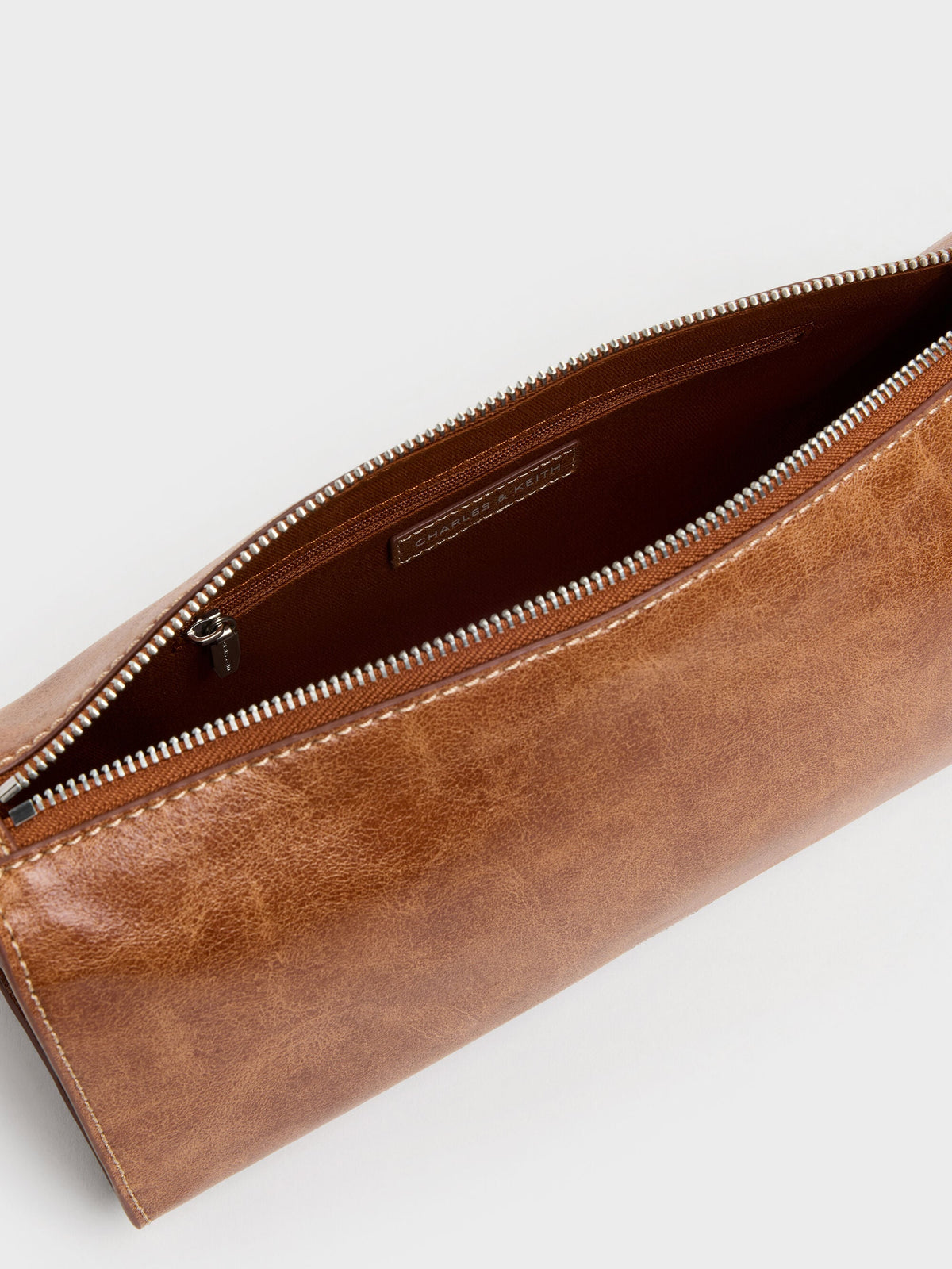 CHARLES & KEITH Sale | Delfina Elongated Shoulder Bag - Distressed Tan