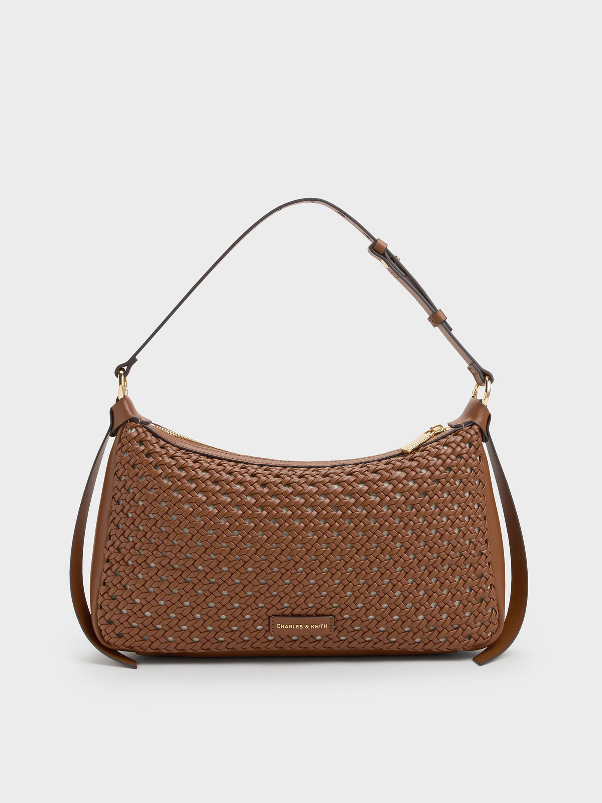 CHARLES & KEITH Trending | Calla Woven Shoulder Bag - Chocolate
