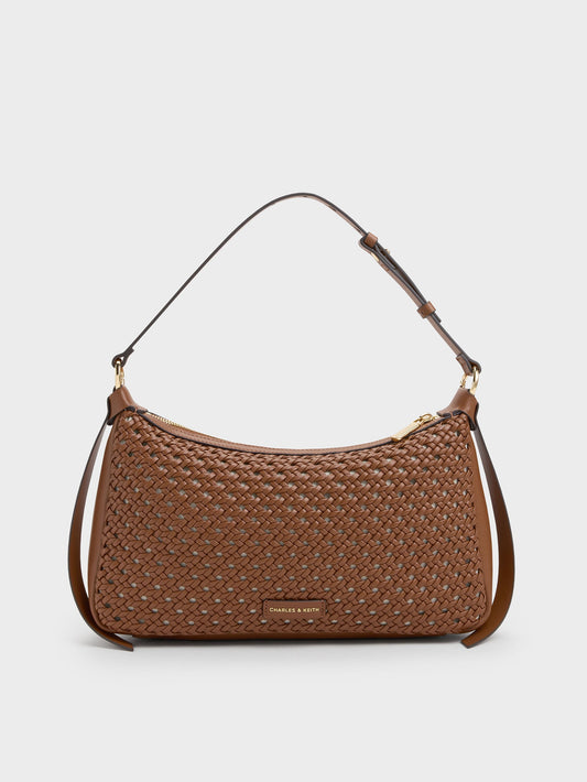CHARLES & KEITH Trending | Calla Woven Shoulder Bag - Chocolate