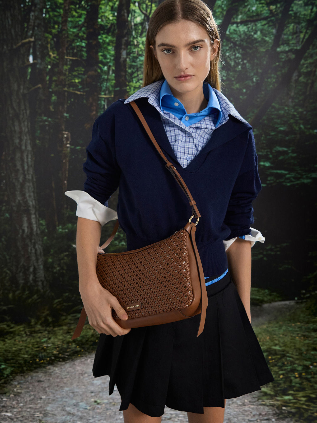 CHARLES & KEITH Trending | Calla Woven Shoulder Bag - Chocolate