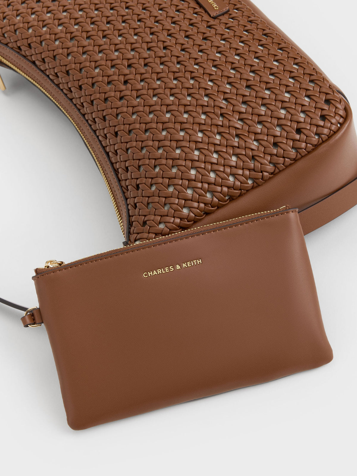 CHARLES & KEITH Trending | Calla Woven Shoulder Bag - Chocolate