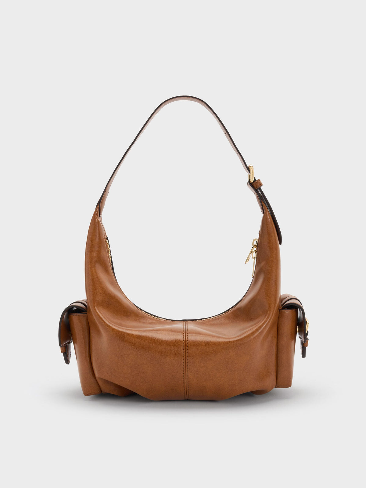 CHARLES & KEITH Deals | Bessie Side-Pocket Hobo Bag - Distressed Tan