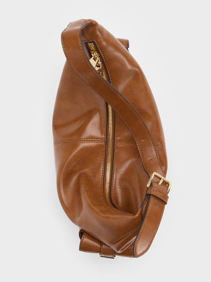 CHARLES & KEITH Deals | Bessie Side-Pocket Hobo Bag - Distressed Tan