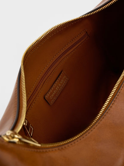 CHARLES & KEITH Deals | Bessie Side-Pocket Hobo Bag - Distressed Tan