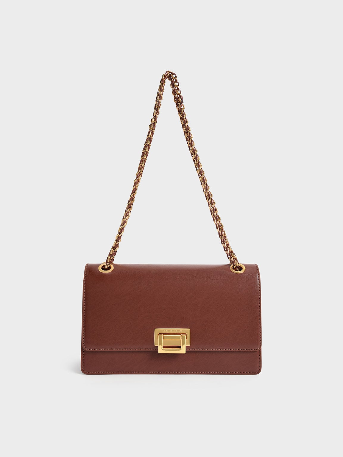 CHARLES & KEITH Signature | Everline Braided-Strap Shoulder Bag - Chocolate