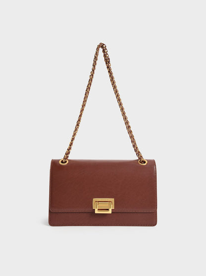 CHARLES & KEITH Signature | Everline Braided-Strap Shoulder Bag - Chocolate