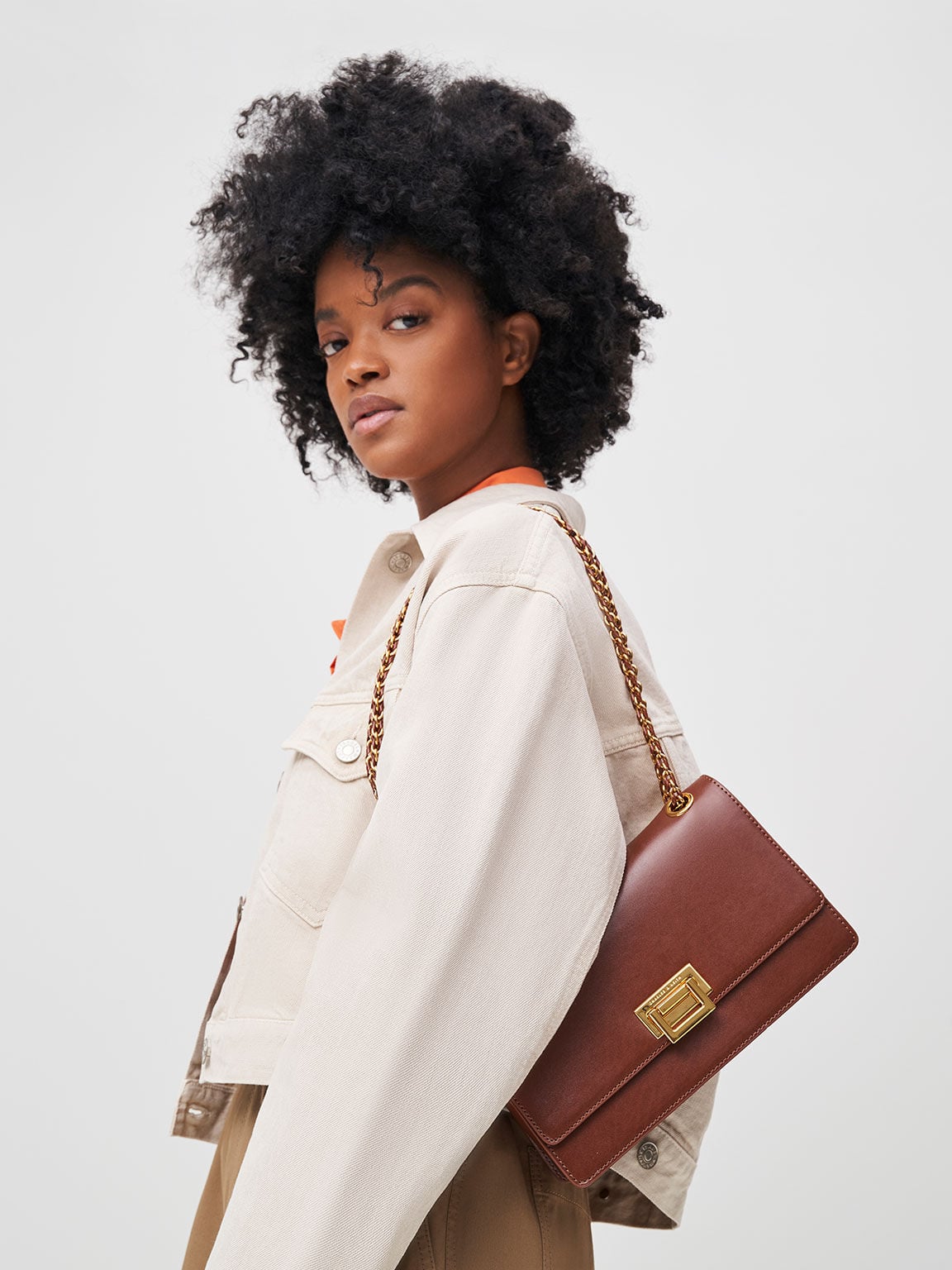 CHARLES & KEITH Signature | Everline Braided-Strap Shoulder Bag - Chocolate