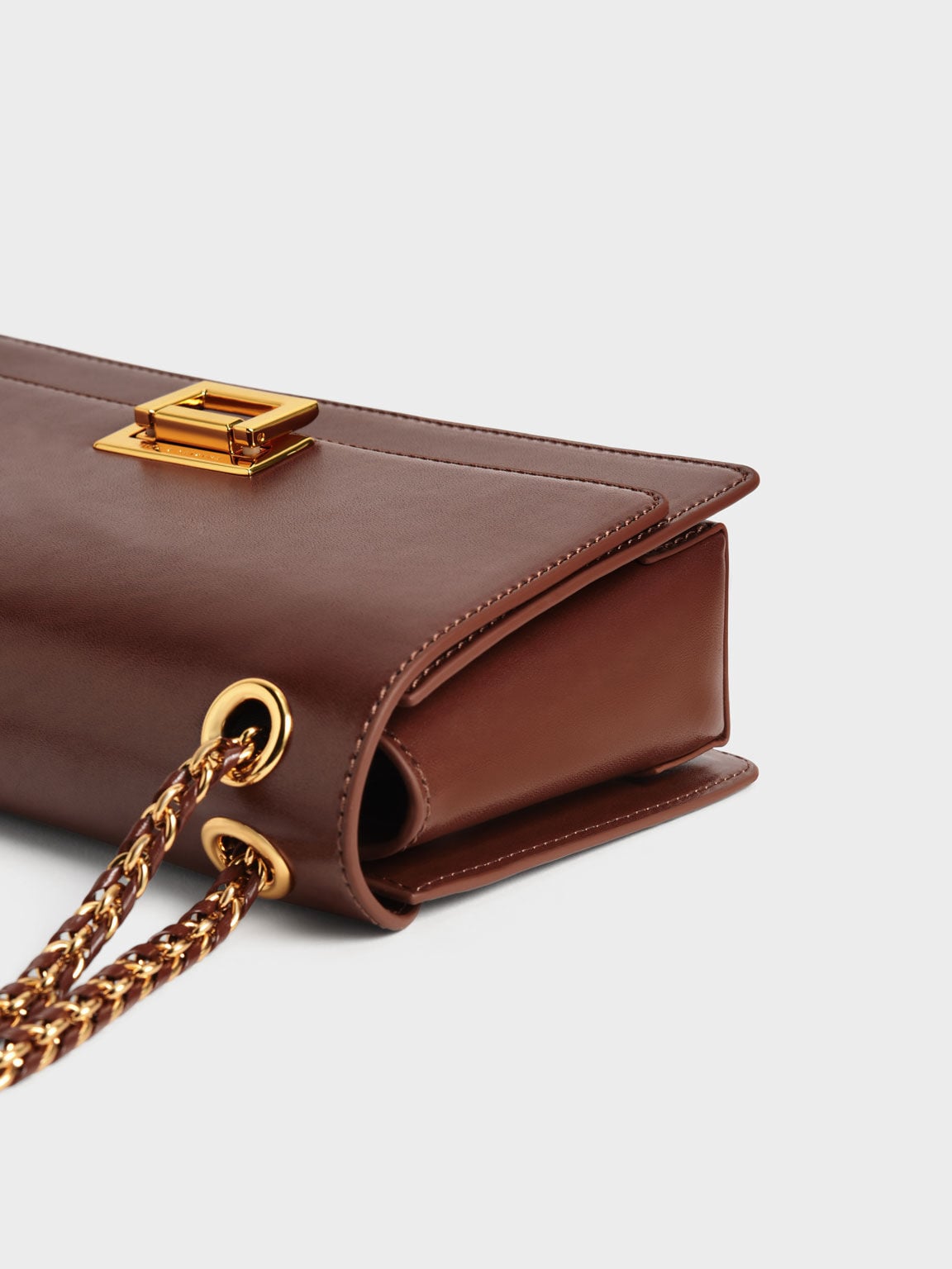 CHARLES & KEITH Signature | Everline Braided-Strap Shoulder Bag - Chocolate