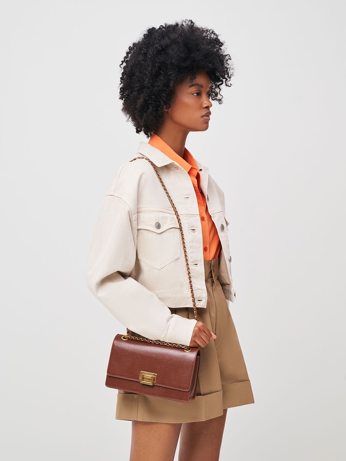 CHARLES & KEITH Signature | Everline Braided-Strap Shoulder Bag - Chocolate