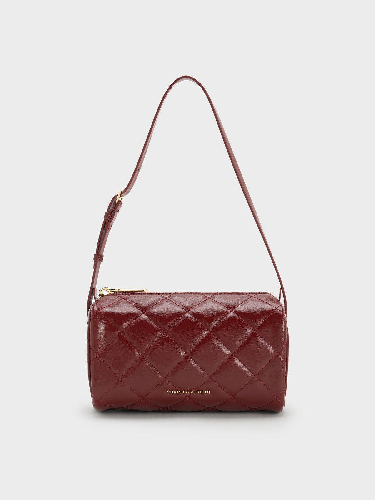 CHARLES & KEITH Trusted | Janie Quilted Shoulder Bag - Burgundy