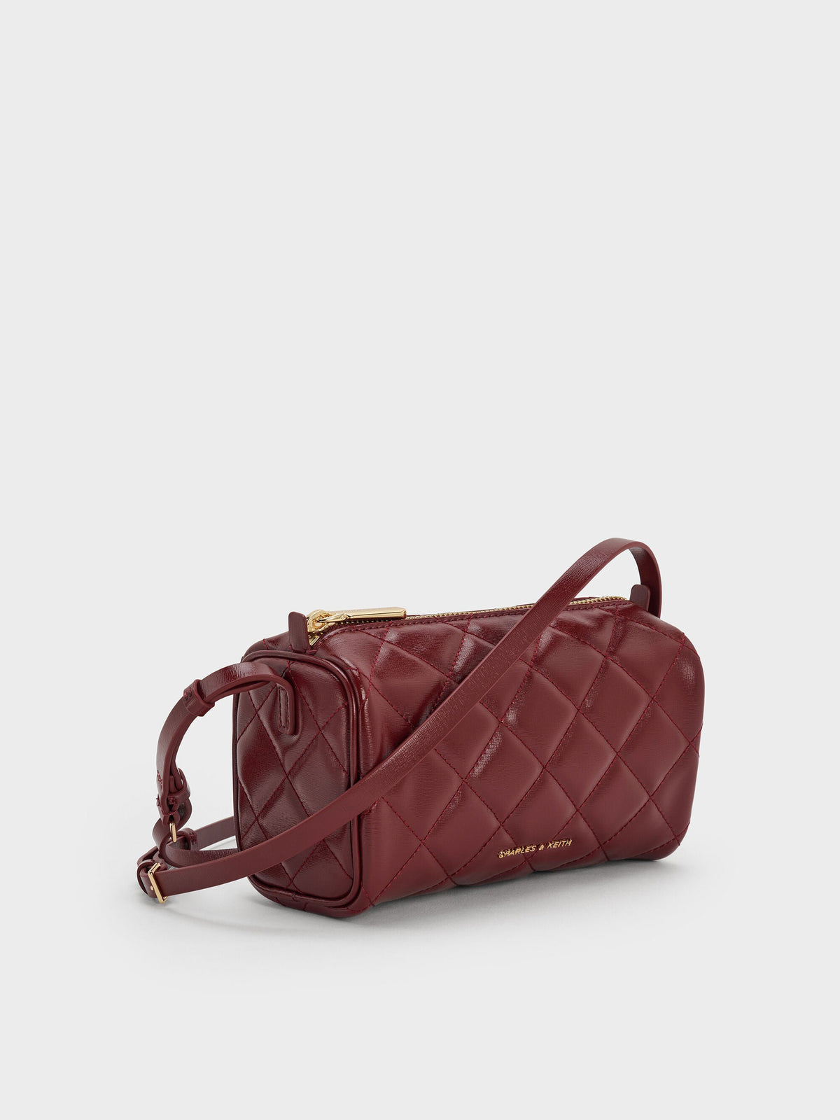 CHARLES & KEITH Trusted | Janie Quilted Shoulder Bag - Burgundy