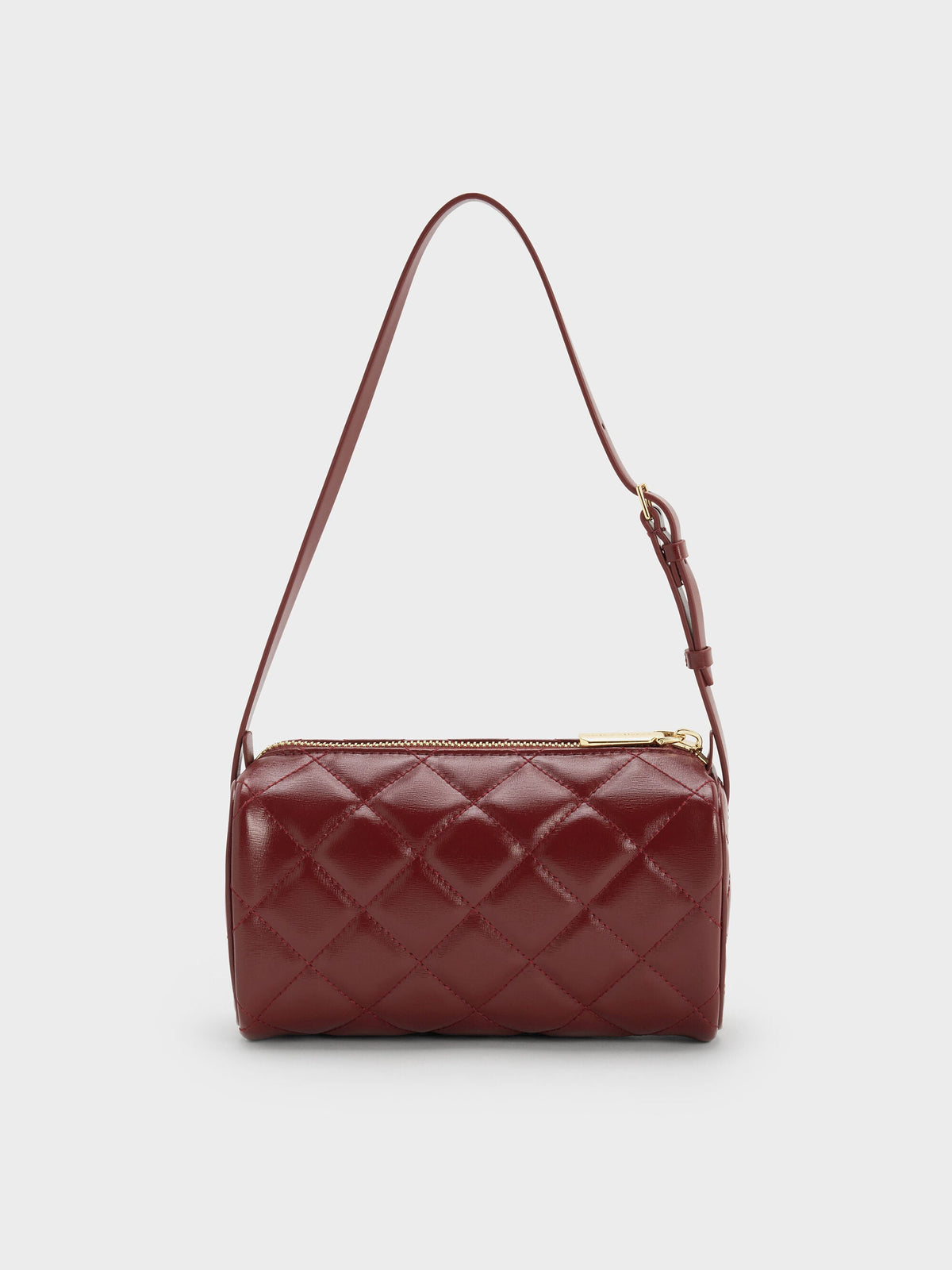 CHARLES & KEITH Trusted | Janie Quilted Shoulder Bag - Burgundy