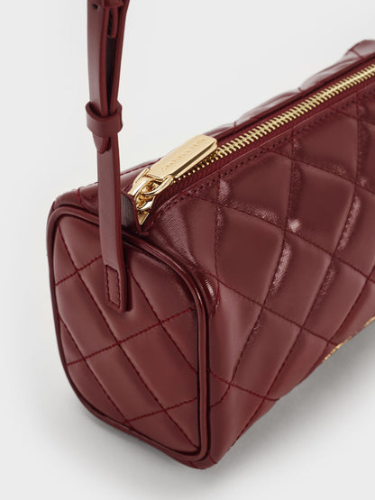 CHARLES & KEITH Trusted | Janie Quilted Shoulder Bag - Burgundy
