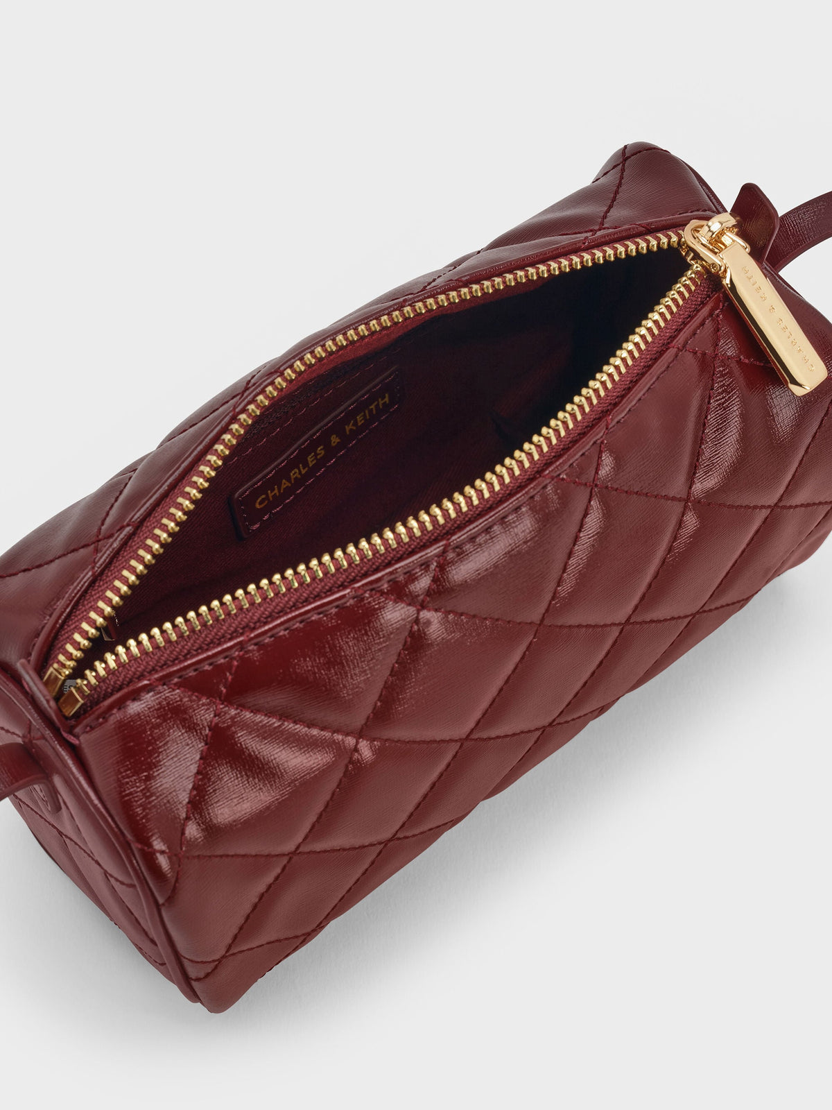 CHARLES & KEITH Trusted | Janie Quilted Shoulder Bag - Burgundy