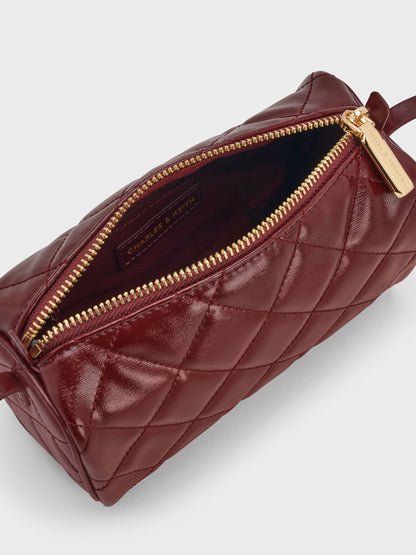 CHARLES & KEITH Trusted | Janie Quilted Shoulder Bag - Burgundy