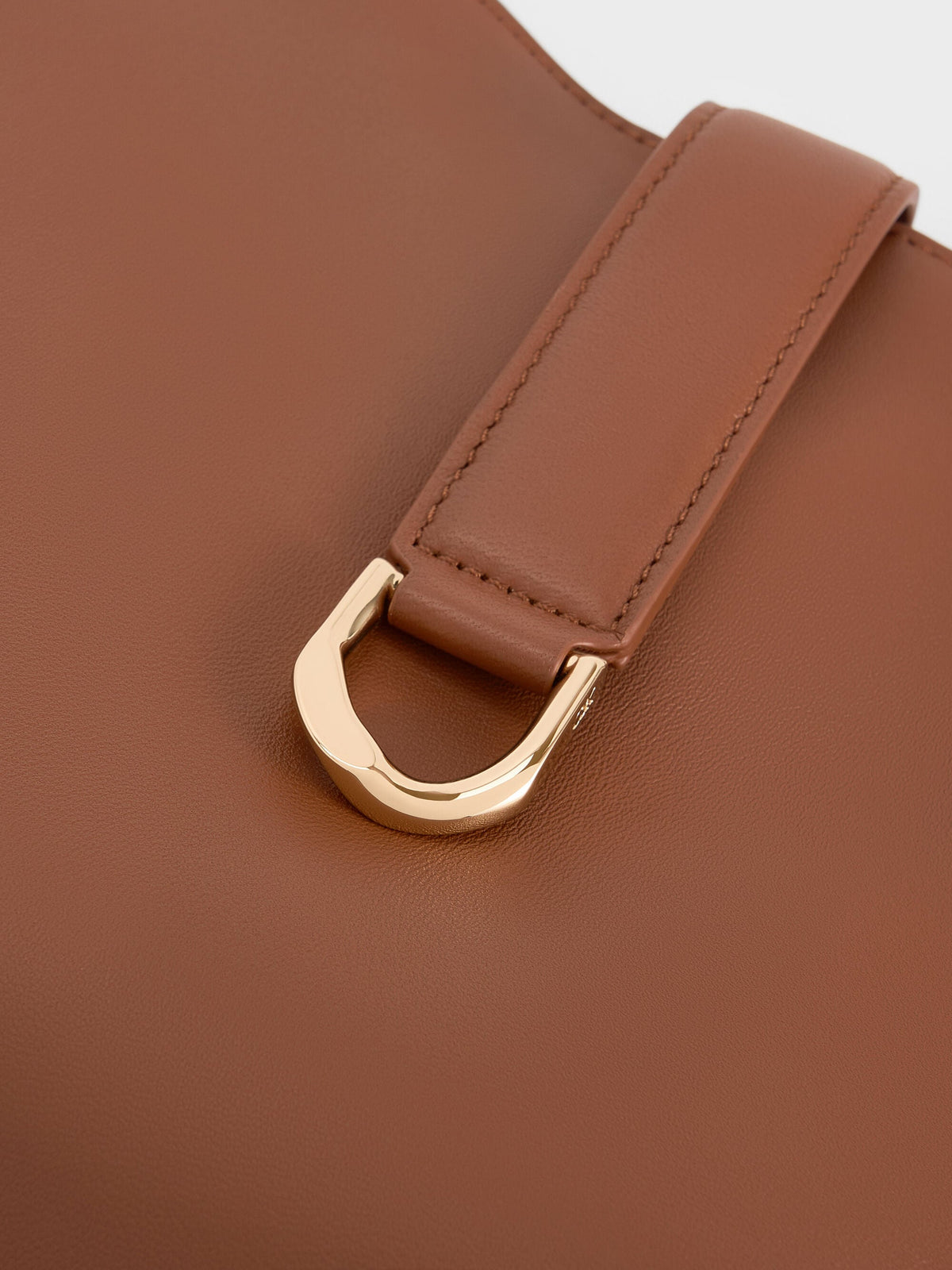 CHARLES & KEITH Quality | Gabine Leather Belted Hobo Bag - Chocolate
