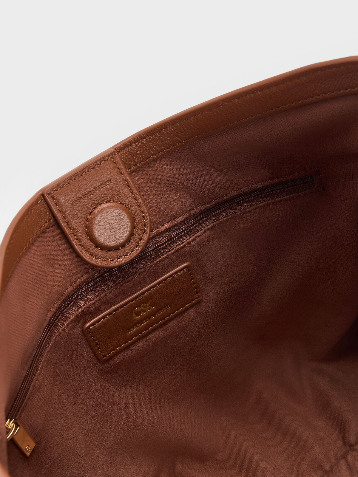 CHARLES & KEITH Quality | Gabine Leather Belted Hobo Bag - Chocolate