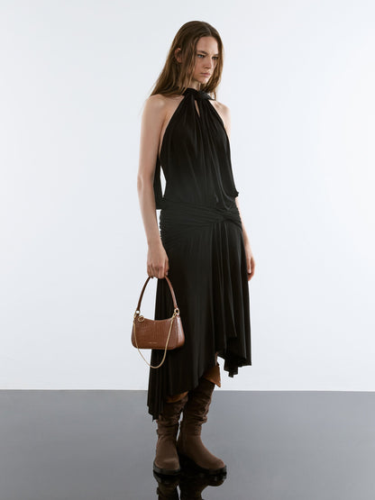 CHARLES & KEITH Value | Elspeth Croc-Effect Shoulder Bag - Chocolate Croco