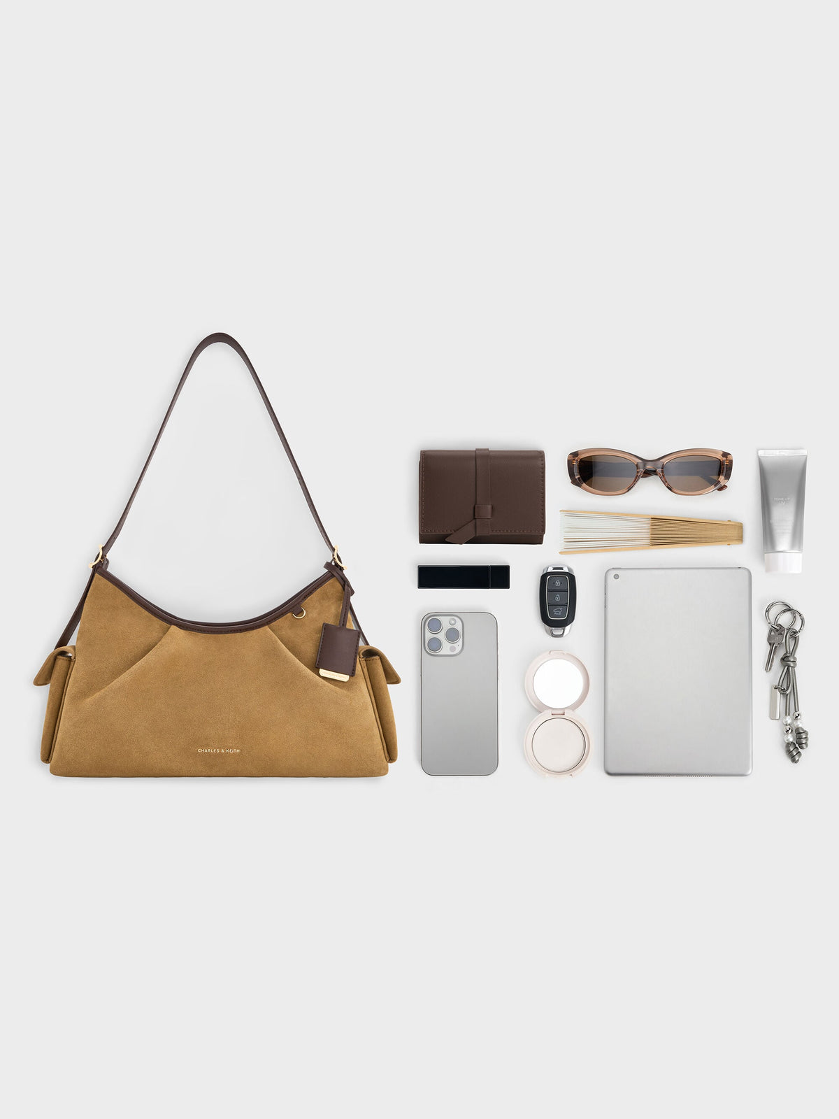 CHARLES & KEITH Hot Sale | Khai Side-Pocket Shoulder Bag - Sahara Sand