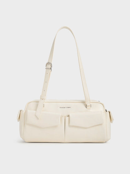 CHARLES & KEITH Popular | Rachel Multi-Pocket Shoulder Bag - Cream