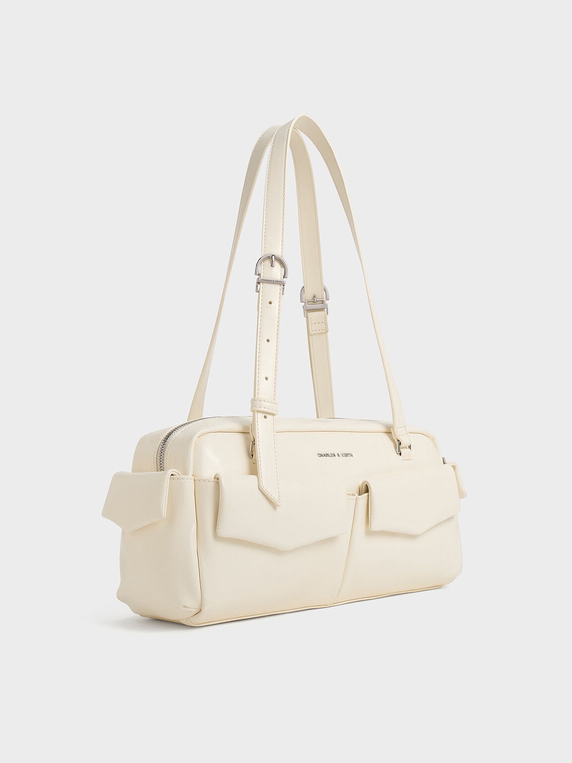 CHARLES & KEITH Popular | Rachel Multi-Pocket Shoulder Bag - Cream