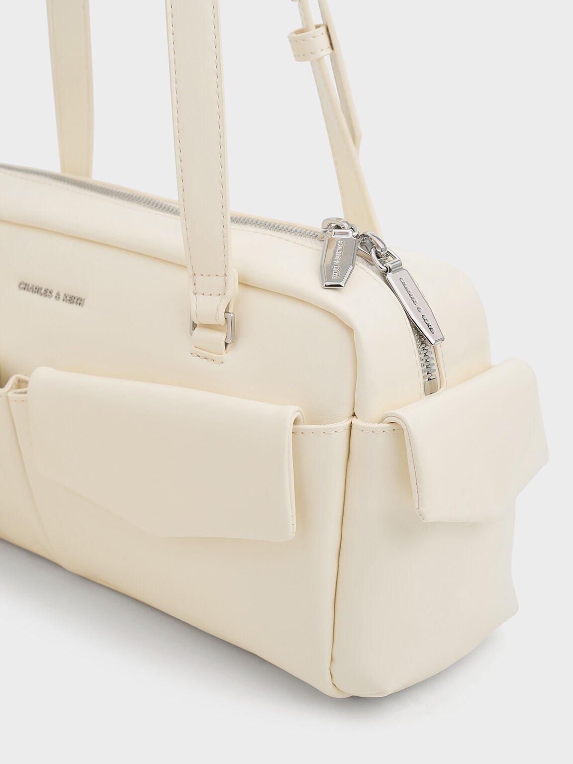 CHARLES & KEITH Popular | Rachel Multi-Pocket Shoulder Bag - Cream