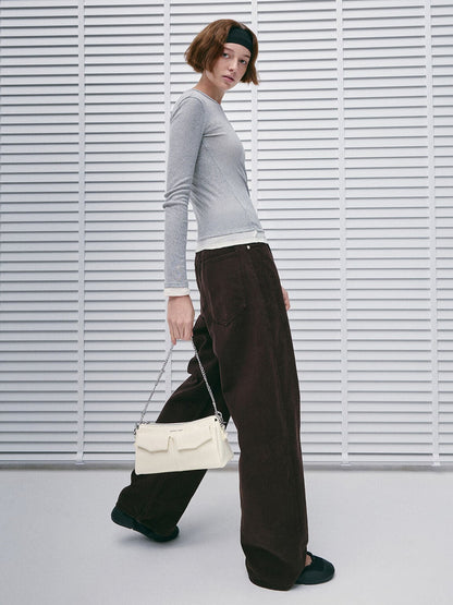 CHARLES & KEITH Customer Favorite | Rachel Front-Pocket Chain Shoulder Bag - Cream