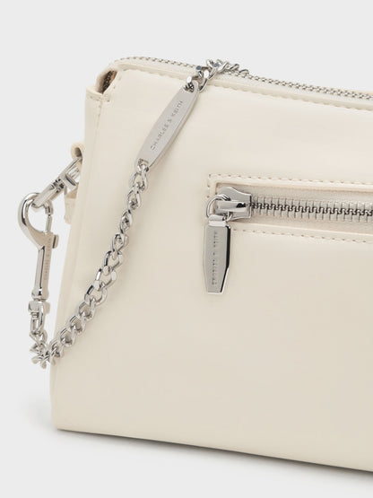 CHARLES & KEITH Customer Favorite | Rachel Front-Pocket Chain Shoulder Bag - Cream